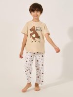 ⁦Styli Boys Printed Round Neck T-Shirt And Pyjama Set⁩ - الصورة ⁦2⁩