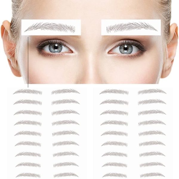 ملصقات تاتو للحواجب، ملصقات مقاومة للماء لتقشير الحواجب 6D، ملصقات تاتو حواجب صناعية طبيعية تشبه الشعر وتدوم طويلا للنساء (20 زوج، اسود)