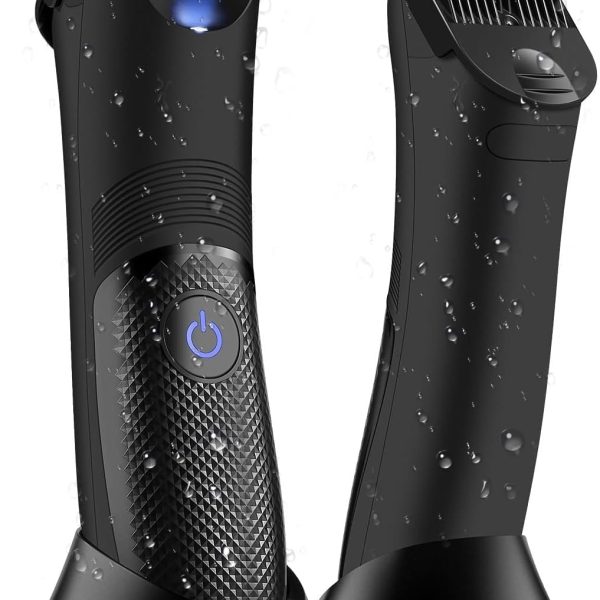 ماكينة حلاقة كهربائية للجسم من ابوتو، ماكينة حلاقة شعر الجسم مقاومة للماء للرجال والنساء، ماكينة تشذيب شعر الفخذ مع مؤشر LED للكرات، شفرة سيراميك قابلة للاستبدال للاستخدام الرطب والجاف، شحن USB