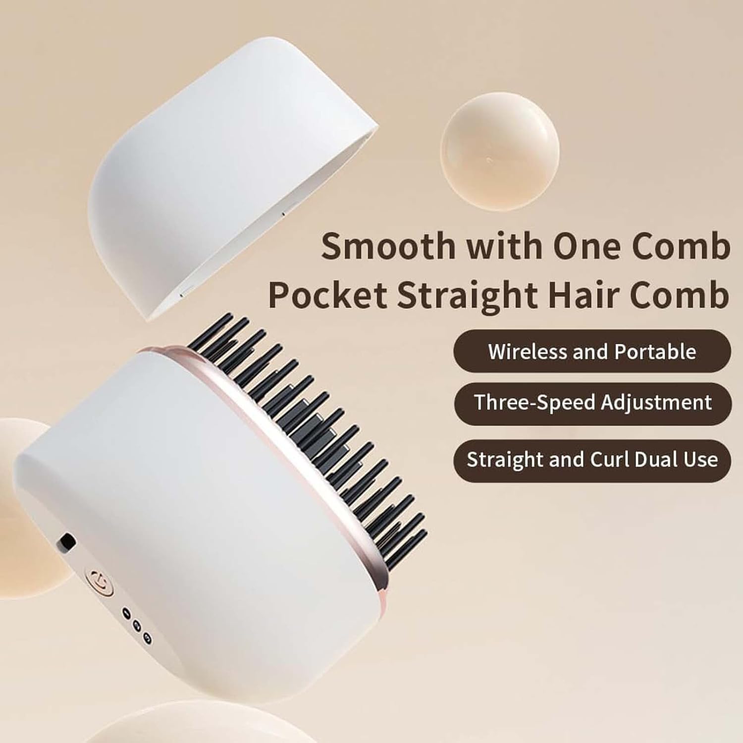 61DFRD0lngL._AC_SL1500_.jpg مشط صغير محمول لفرد الشعر من الميكاكوز، مكواة فرد شعر ساخنة للسفر، تحكم في التجعد المجعد/القصير، اداة فرد الشعر المحمولة، شحن USB نوع سي - الصورة 3