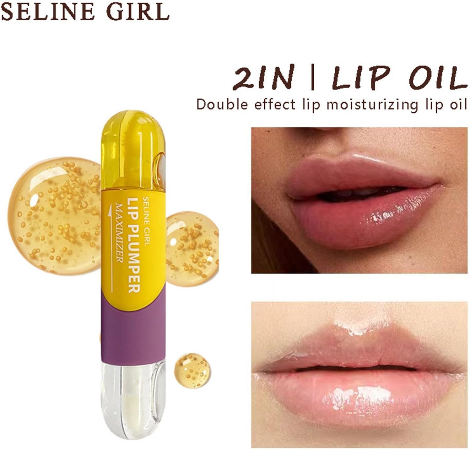 61GUwmIYF6L._AC_SL1500_.jpg Hydrating Lip Gloss | Clear Double Head Shiny Lip Gloss,Portable Day & Night Lip Makeup for Valentine's Day Gift, Lip Cosmetics for Party, Wedding, Travel - الصورة 5
