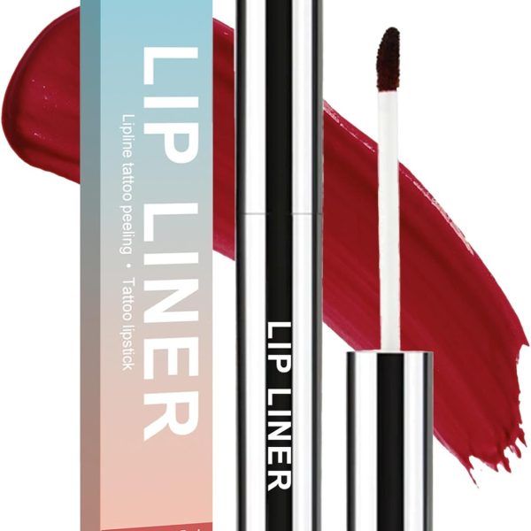 قلم تحديد شفاه، وتاتو شفاه قابل للتقشير يدوم طويلًا ومقاوم للماء بتركيبة طبيعية وغير لامعة وكثافة لونية عالية من اميسيرا، أحمر نبيذي