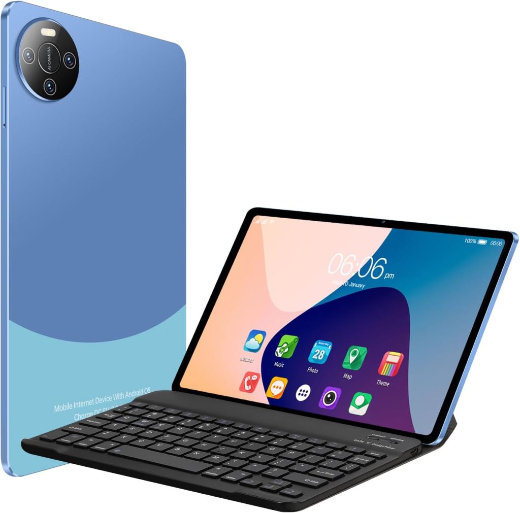 تابلت 10.1 انش من سي جي واي كيو ذاكرة RAM 16GB تخزين 512GB اصدار شبكة WiFi معالج ثماني النواة شاشة IPS HD 1280×800 فاي ثنائي النطاق نظام تحديد المواقع بطارية 4000mAh مجموعة اغطية، أزرق