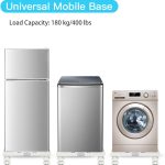 ⁦حامل ثلاجة صغير، حامل ثلاجة قابل للتعديل مع 4 اقدام قوية، قاعدة حامل اجهزة عالمية شديدة التحمل للغسالة والمجفف، قاعدة غسيل متعددة الوظائف (ابيض)⁩ - الصورة ⁦4⁩