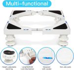 ⁦حامل ثلاجة صغير، حامل ثلاجة قابل للتعديل مع 4 اقدام قوية، قاعدة حامل اجهزة عالمية شديدة التحمل للغسالة والمجفف، قاعدة غسيل متعددة الوظائف (ابيض)⁩ - الصورة ⁦3⁩