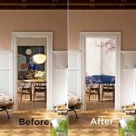 ⁦ستارة باب نورين بتصميم لوحة فنية يابانية على شكل شجرة ازهار الكرز ساكورا وجبل فوجي من اوفات هوم، مناسبة للتعليق على الحائط لتزيين المنزل، مقاس 33.5 × 59 انش، البوليستر، رائحة الزهور⁩ - الصورة ⁦4⁩