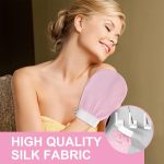 ⁦قفازات تقشير من اي سي في للاستحمام والعناية بالبشرة وتنظيف الجسم وإزالة الجلد الميت - عبوة قطعتين - بينك زهري قماش⁩ - الصورة ⁦2⁩