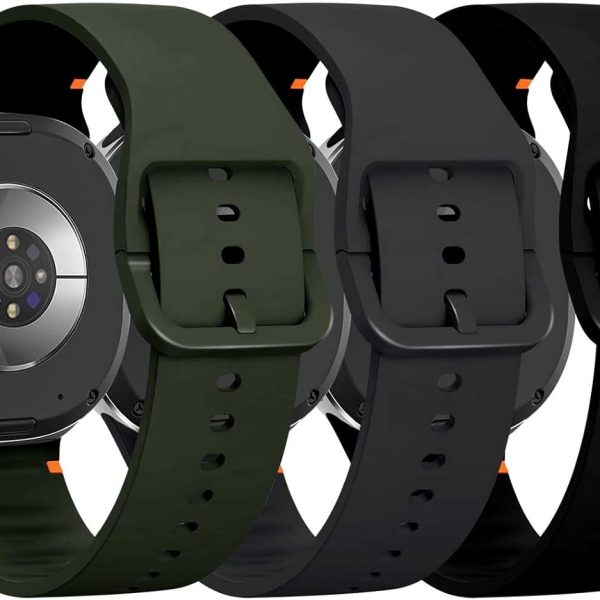 سوار ساعة من السيليكون الناعم متوافق مع ساعة سامسونج جالكسي ووتش 8 (40/44 ملم) و8 كلاسيك والترا 2 (2025)، سوار رياضي بدون فجوة للرجال من تي تيرسيلي، مجموعة من 3 قطع