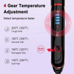 يجب ان مكواة فرد الشعر من السيراميك، مكواة فرد وتجعيد الشعر 2 في 1 مع طلاء سيراميك لانزلاق سلس، تسخين لمدة 15 ثانية، حتى 200 درجة مئوية، نتائج دائمة للشعر المجعد/المموج/فرد الشعر (اسود) - الصورة 2