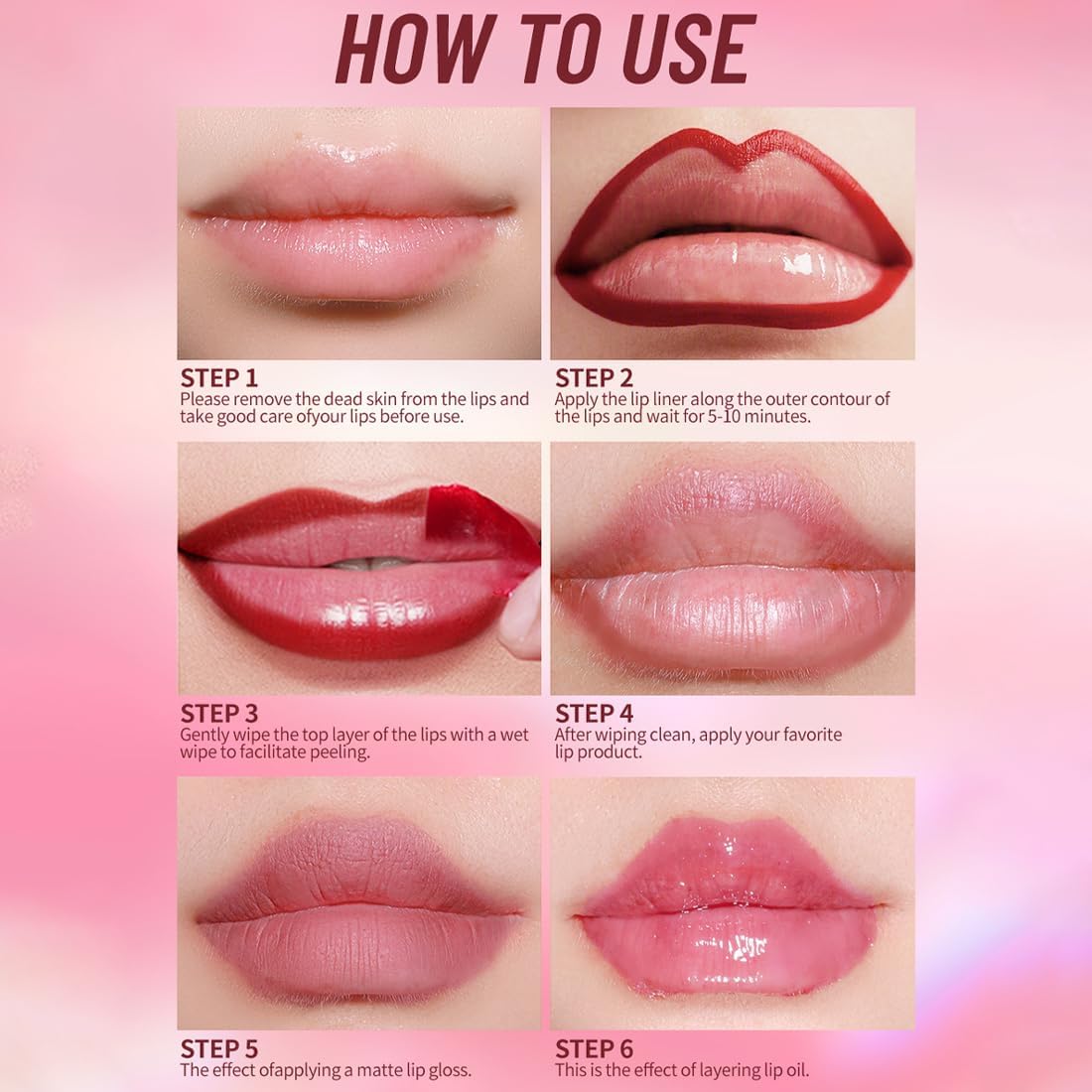 61g2uKGydUL._AC_SL1100_.jpg قلم تحديد شفاه قابل للتقشير، قلم تحديد شفاه قابل للتقشير ويدوم طويلا، قلم تحديد شفاه مقاوم للماء بلمسة نهائية غير لامعة، مقاوم للانتقال لجميع انواع البشرة - الصورة 3