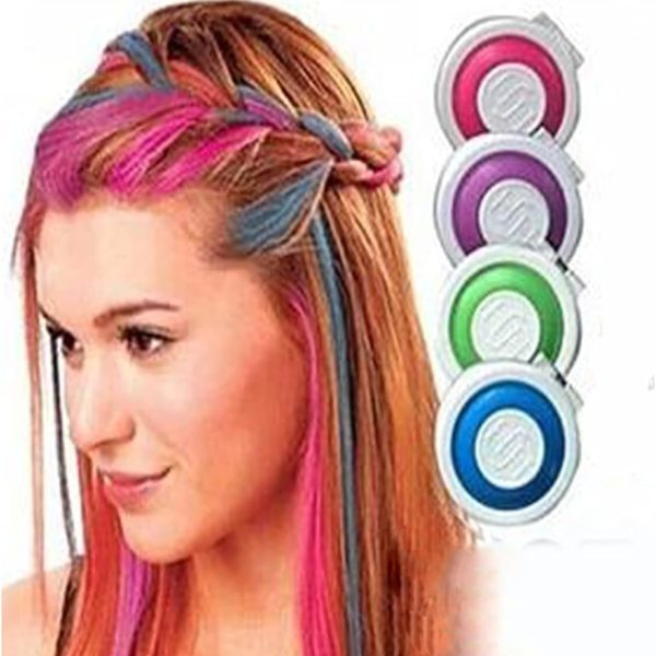 طباشير شعر مؤقت من هوت هيوز (4 قطع طباشيرية)، أزرق، أخضر، وردي