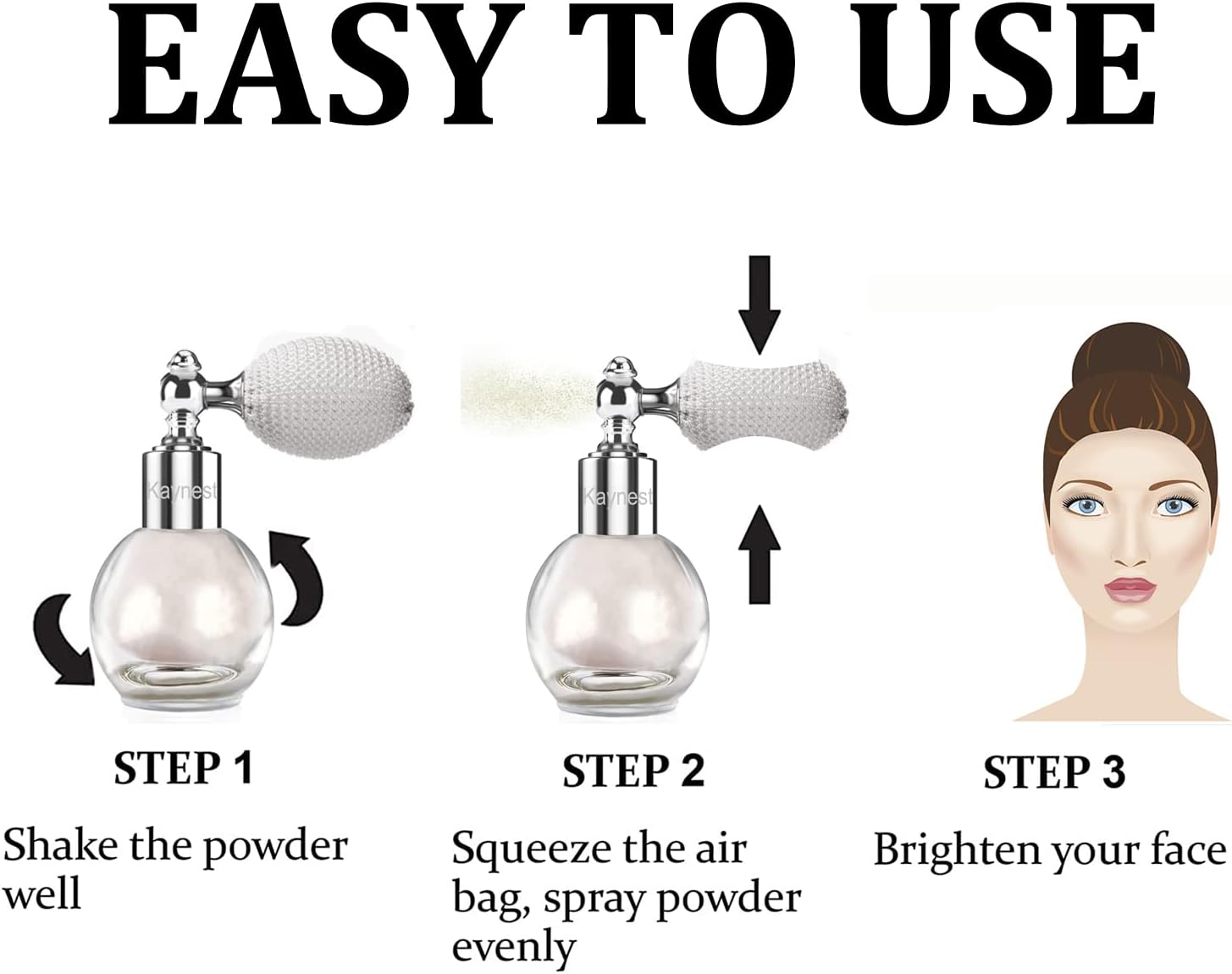 61ofeUTzE2L._AC_SL1500_.jpg بخاخ مسحوق هايلايتر عالي اللمعان للوجه والجسم (بلون بيرل وايت)، من كاينيست - الصورة 6