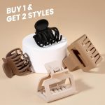 ⁦مشابك شعر مخلبية متوسطة الحجم للنساء والفتيات من ديبوكا، مشابك شعر غير لامعة 2 انش مستطيلة و1.6 انش باسنان مزدوجة الصف للشعر الرقيق والمتوسط الخفيف، مشابك فك غير قابلة للانزلاق (بيج، كاكي، بني، اسود)⁩ - الصورة ⁦3⁩