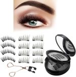 رموش مغناطيسية بدون قلم تحديد عيون من الميكاكوز، 6 ازواج من الرموش المغناطيسية القابلة لاعادة الاستخدام بطبقتين بمظهر طبيعي، مجموعة رموش صناعية ثلاثية الابعاد بدون صمغ مع ملاقط تطبيق، رموش صناعية