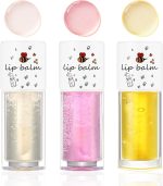 3 قطع من زيت ملمع الشفاه المرطب، ملمع شفاه شفاف مرطب، مرطب شفاه ملون غير لزج، ملمع شفاه مغذي يدوم طويلا