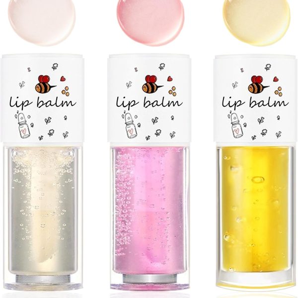 3 قطع من زيت ملمع الشفاه المرطب، ملمع شفاه شفاف مرطب، مرطب شفاه ملون غير لزج، ملمع شفاه مغذي يدوم طويلا