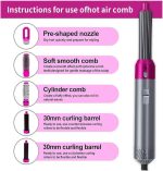 أداة تصفيف وتجفيف الشعر 5 في 1، مزودة بمكواة فرد وفرشاة تجعيد ومشط مع 5 رؤوس قابلة للتبديل، لتجفيف الشعر بسرعة وتنعيمه وتجعيده وفرده للنساء - الصورة 3