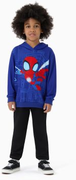 ⁦Marvel Avengers Spiderman Iron Man Captain America Venom Boy Girl Hoodie Graphic Sweatshirt Lightweight Cloth Pullover 2-9Y⁩ - الصورة ⁦4⁩