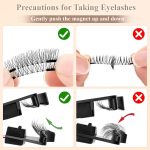 رموش مغناطيسية بدون قلم تحديد عيون من الميكاكوز، 6 ازواج من الرموش المغناطيسية القابلة لاعادة الاستخدام بطبقتين بمظهر طبيعي، مجموعة رموش صناعية ثلاثية الابعاد بدون صمغ مع ملاقط تطبيق، رموش صناعية - الصورة 3