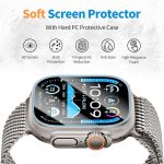 ⁦【عبوة من 3 قطع】 شاشة حماية تي تيرسيلي لساعة ابل الترا 2/1 49 ملم 2024 2023 2022 مع مجموعة محاذاة غشاء منحني فائق الوضوح البولي ميثيل أسود⁩ - الصورة ⁦4⁩