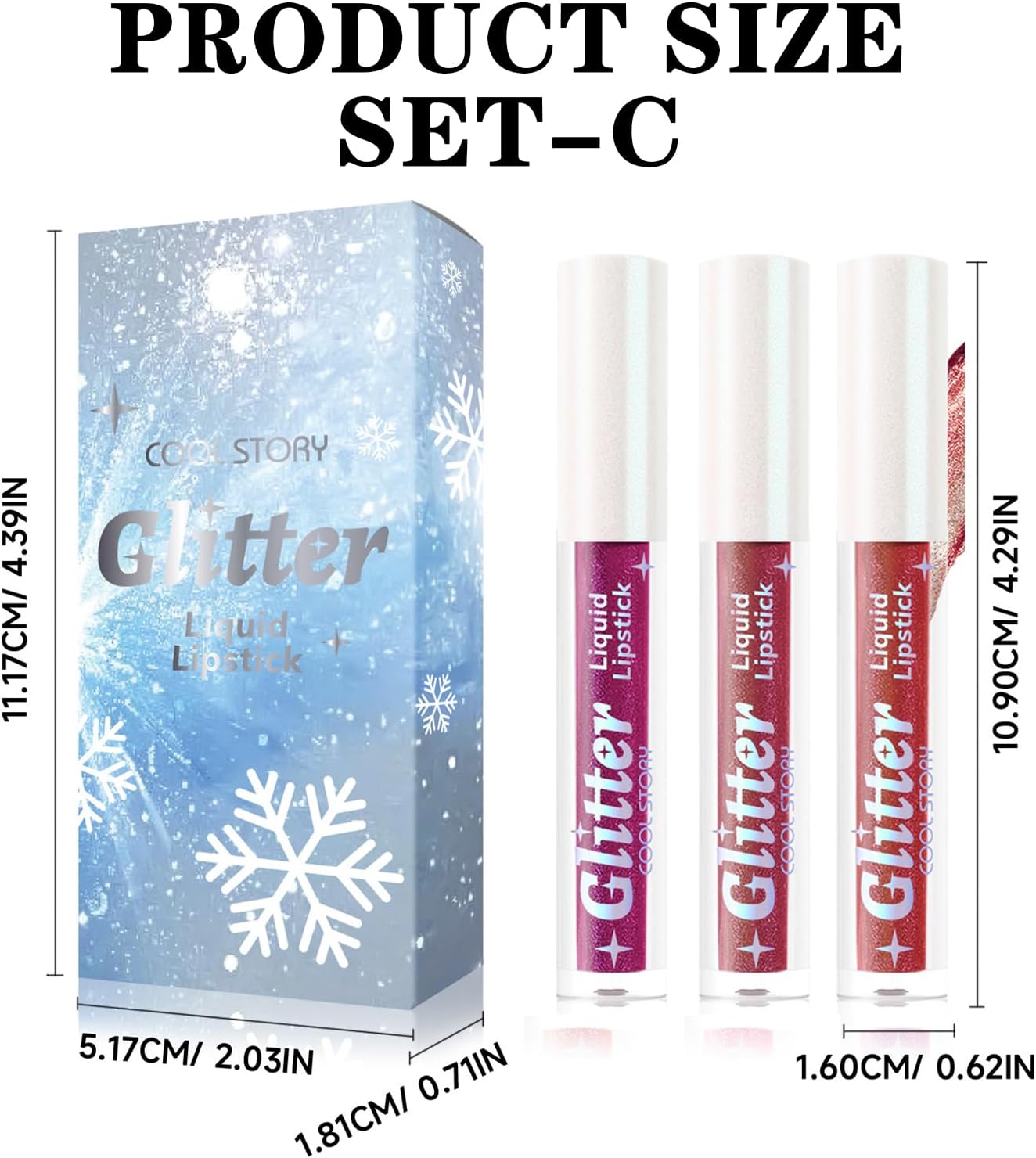 71H22kkpMTL._AC_SL1500_.jpg مجموعة مكياج مكونة من 3 قطع، ملمع شفاه سائل ناعم ولامع مع الوان متنوعة غنية للفتيات والنساء (لون سي) - الصورة 3