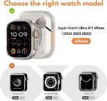 ⁦【عبوة من 3 قطع】 شاشة حماية تي تيرسيلي لساعة ابل الترا 2/1 49 ملم 2024 2023 2022 مع مجموعة محاذاة غشاء منحني فائق الوضوح البولي ميثيل أسود⁩ - الصورة ⁦2⁩