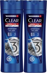 شامبو العناية الكاملة 3 في 1 للرجال من كلير للشعر والوجه والجسم بالفحم المنشط لشعر خال القشرة بنسبة 100% لترطيب البشرة 400 مل عبوة قطعتين