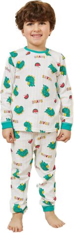 Styli Boys Textured Graphic Print T-Shirt & Pyjama Set
