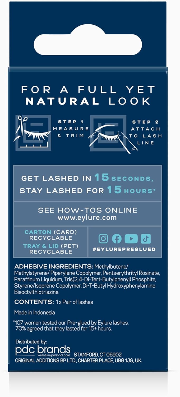 71P9kGhoPVL._AC_SL1500_.jpg اي لور رموش صناعية مسبقة اللصق، رموش بطول 3/4، رقم 005، زوج واحد - الصورة 5