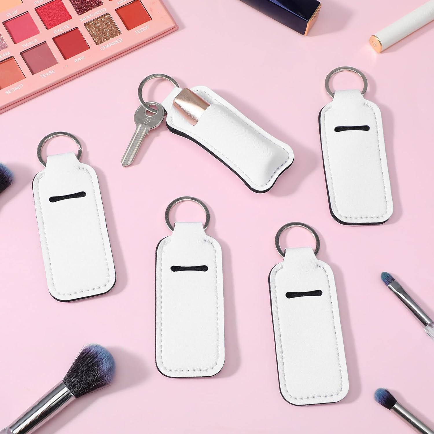 71QP-8f1pL._AC_SL1500_.jpg 100 قطعة حامل مرطب الشفاه سلسلة المفاتيح النيوبرين حامل أحمر الشفاه السائبة التسامي سلسلة المفاتيح الفارغة المحمولة واقية ملمع الشفاه حقيبة للنساء حلقة المفاتيح حقيبة الظهر السفر - الصورة 8