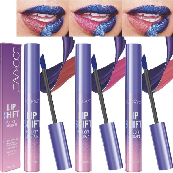 مجموعة تاتو للشفاه قابلة للتقشير مكونة من 3 قطع، قلم تحديد شفاه سائل غير لامع قابل للازالة ومقاوم للماء ويدوم طويلا