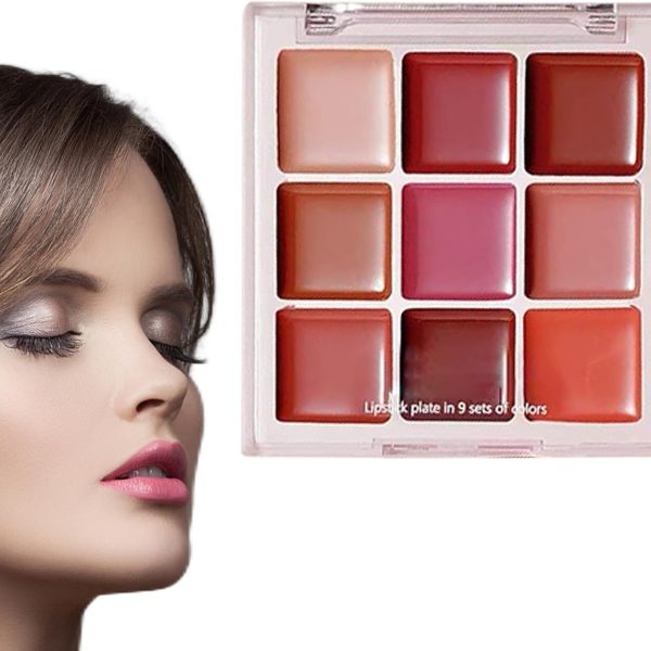 باليت الوان شفاه - باليت شفاه 9 الوان | مستحضرات تجميل مرطبة وغير لاصقة ومقاومة للماء وتدوم طويلا للمناسبات الخاصة والحفلات والمكياج الاحترافي