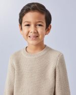 ⁦REDTAG Boys Beige Crew Neck Pullover, Beige⁩ - الصورة ⁦3⁩