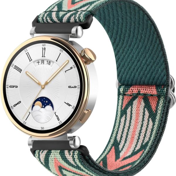 سوار نايلون مرن لساعة هواوي GT4 و5 مقاس 41 ملم، سوار حلقي فردي قابل للتعديل مقاس 18 ملم لساعة هواوي GT4 و5 مقاس 41 ملم وهواوي GT 5 برو مقاس 42 ملم