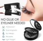 رموش مغناطيسية بدون قلم تحديد عيون من الميكاكوز، 6 ازواج من الرموش المغناطيسية القابلة لاعادة الاستخدام بطبقتين بمظهر طبيعي، مجموعة رموش صناعية ثلاثية الابعاد بدون صمغ مع ملاقط تطبيق، رموش صناعية - الصورة 5