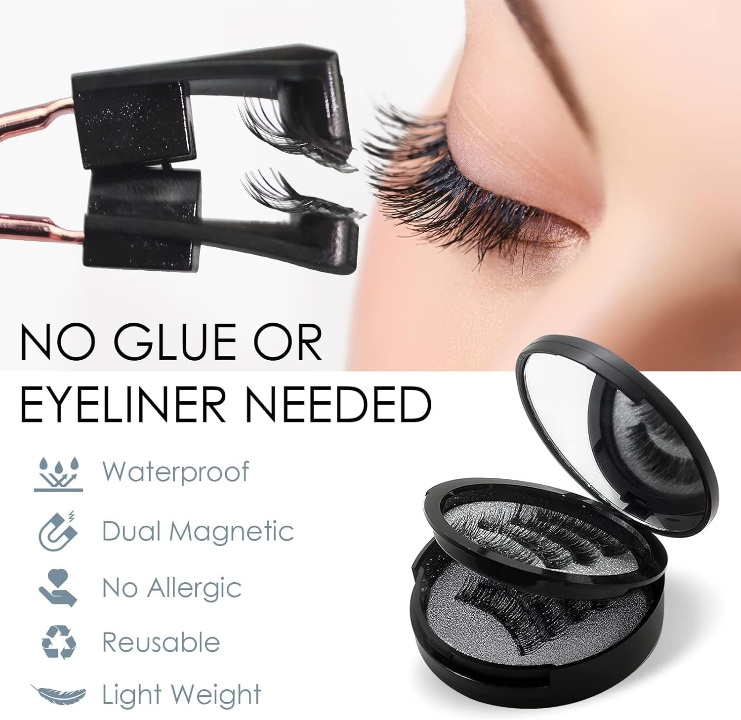 71VDIBEBndL._AC_SL1500_.jpg رموش مغناطيسية بدون قلم تحديد عيون من الميكاكوز، 6 ازواج من الرموش المغناطيسية القابلة لاعادة الاستخدام بطبقتين بمظهر طبيعي، مجموعة رموش صناعية ثلاثية الابعاد بدون صمغ مع ملاقط تطبيق، رموش صناعية - الصورة 5