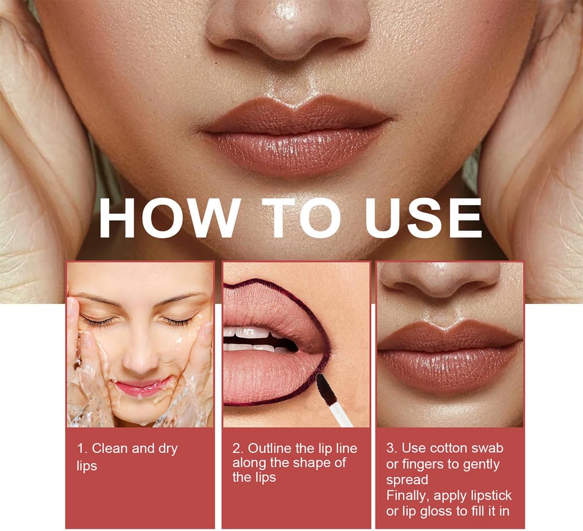 71ZubJoPHL._AC_SL1200_.jpg مجموعة تاتو تحديد شفاه مات قابلة للتقشير من باوردر 3 قطع، مقاومة للماء والتلطخ، قلم تحديد شفاه قابل للتقشير، ملمع شفاه زهري يدوم طويلا، احمر شفاه سائل نود مات - الصورة 4