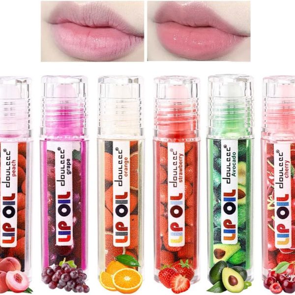 مجموعة زيت شفاه رول اون من 6 قطع، ملمع شفاه بنكهات فاكهية، زيت شفاه مرطب يدوم طويلا، ملمع شفاه شفاف للشفاه الجافة