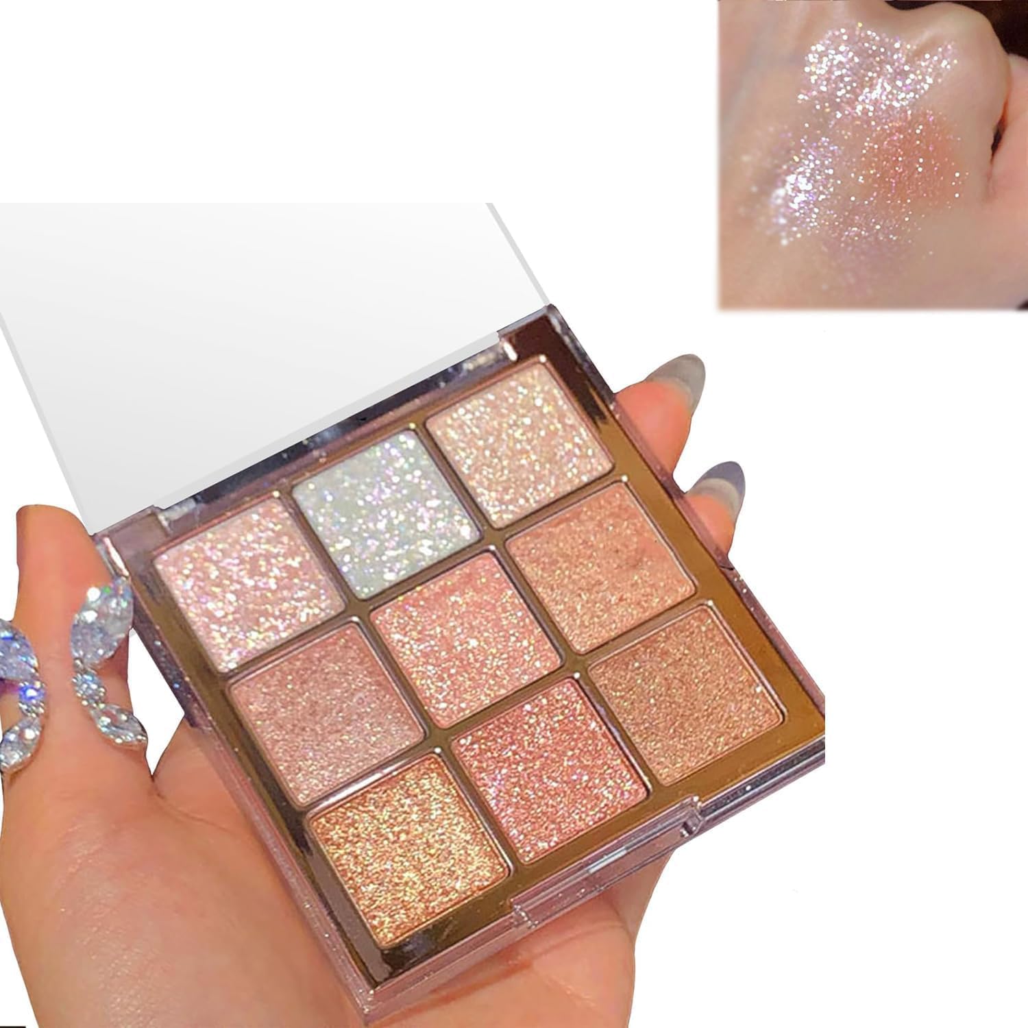 71czNPH4aL._AC_SL1500_.jpg ظلال عيون لامعة بـ9 الوان من تزويق، مجموعة الوان نابضة بالحياة، ناعمة وتدوم طويلا، متعددة الاستخدامات لاي مظهر، سهلة الاستخدام والازالة، اختيار رائع كهدية