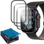 【عبوة من 3 قطع】 شاشة حماية تي تيرسيلي لساعة ابل الترا 2/1 49 ملم 2024 2023 2022 مع مجموعة محاذاة غشاء منحني فائق الوضوح البولي ميثيل أسود