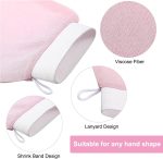 ⁦قفازات تقشير من اي سي في للاستحمام والعناية بالبشرة وتنظيف الجسم وإزالة الجلد الميت - عبوة قطعتين - بينك زهري قماش⁩ - الصورة ⁦4⁩