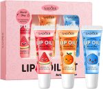 مجموعة ملمع شفاه من 3 الوان، ملمع شفاه بنكهة الفاكهة يدوم طويلا، ملمع شفاه مرطب للمراهقين والاطفال، ملمع شفاه شفاف عالي اللمعان للنساء والفتيات