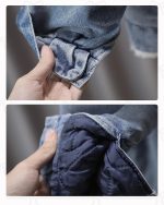 ⁦جيمي جاكيت جينز للبنات، معطف شتوي بغطاء للرأس مع بطانة من الصوف الصناعي للاطفال الصغار بتصميم سميك مزين بالترتر⁩ - الصورة ⁦6⁩