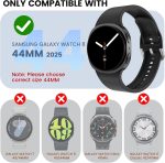 ⁦جراب صلب لساعة جالكسي 8 مقاس 44 ملم، واقي شاشة من الزجاج المقسى، غطاء واقي لكامل الجسم، ممتص للصدمات من البولي كربونات فائق النحافة ومضاد للصدمات لساعة جالكسي ووتش 8، مضاد للخدش (موديل 2025، 4 قطع)⁩ - الصورة ⁦2⁩