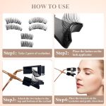 رموش مغناطيسية بدون قلم تحديد عيون من الميكاكوز، 6 ازواج من الرموش المغناطيسية القابلة لاعادة الاستخدام بطبقتين بمظهر طبيعي، مجموعة رموش صناعية ثلاثية الابعاد بدون صمغ مع ملاقط تطبيق، رموش صناعية - الصورة 4