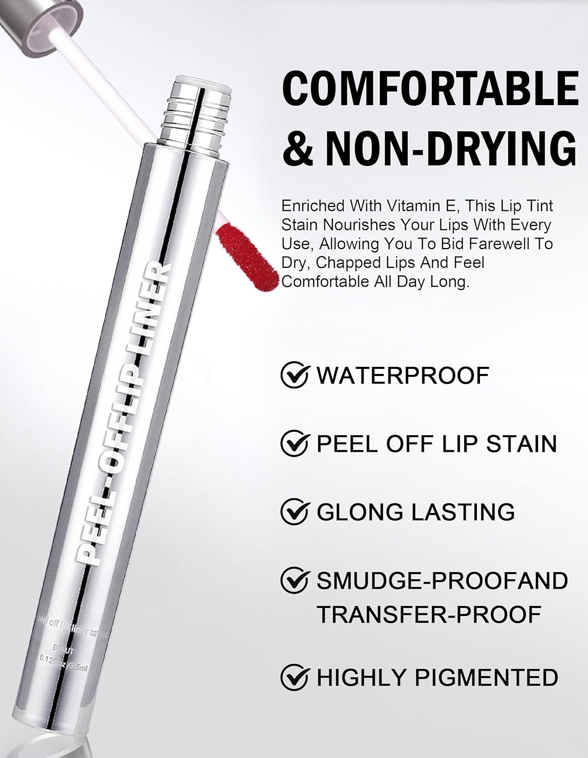 71qjDkxkZpL._AC_SL1500_.jpg ايريناد قلم تحديد شفاه مات مقاوم للماء وقابل للتقشير ويدوم طويلا، ملمع شفاه مقاوم للانتقال مع ملقط، مكياج عالي الصبغة للنساء، احمر شفاه غير لاصق قابل للتقشير 02# - الصورة 4