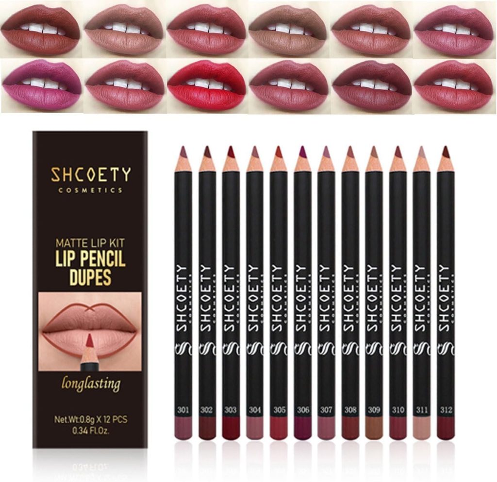 مجموعة اقلام تحديد شفاه مات من 12 لون، اقلام تحديد شفاه مقاومة للماء تدوم طويلا لتحديد وملء الشفاه بملمس ناعم، مجموعة مكياج شفاه بيج نود ممتازة للاستخدام اليومي، خيارات الوان جريئة ورقيقة