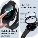 ⁦جراب صلب لساعة جالكسي 8 مقاس 44 ملم، واقي شاشة من الزجاج المقسى، غطاء واقي لكامل الجسم، ممتص للصدمات من البولي كربونات فائق النحافة ومضاد للصدمات لساعة جالكسي ووتش 8، مضاد للخدش (موديل 2025، 4 قطع)⁩ - الصورة ⁦5⁩