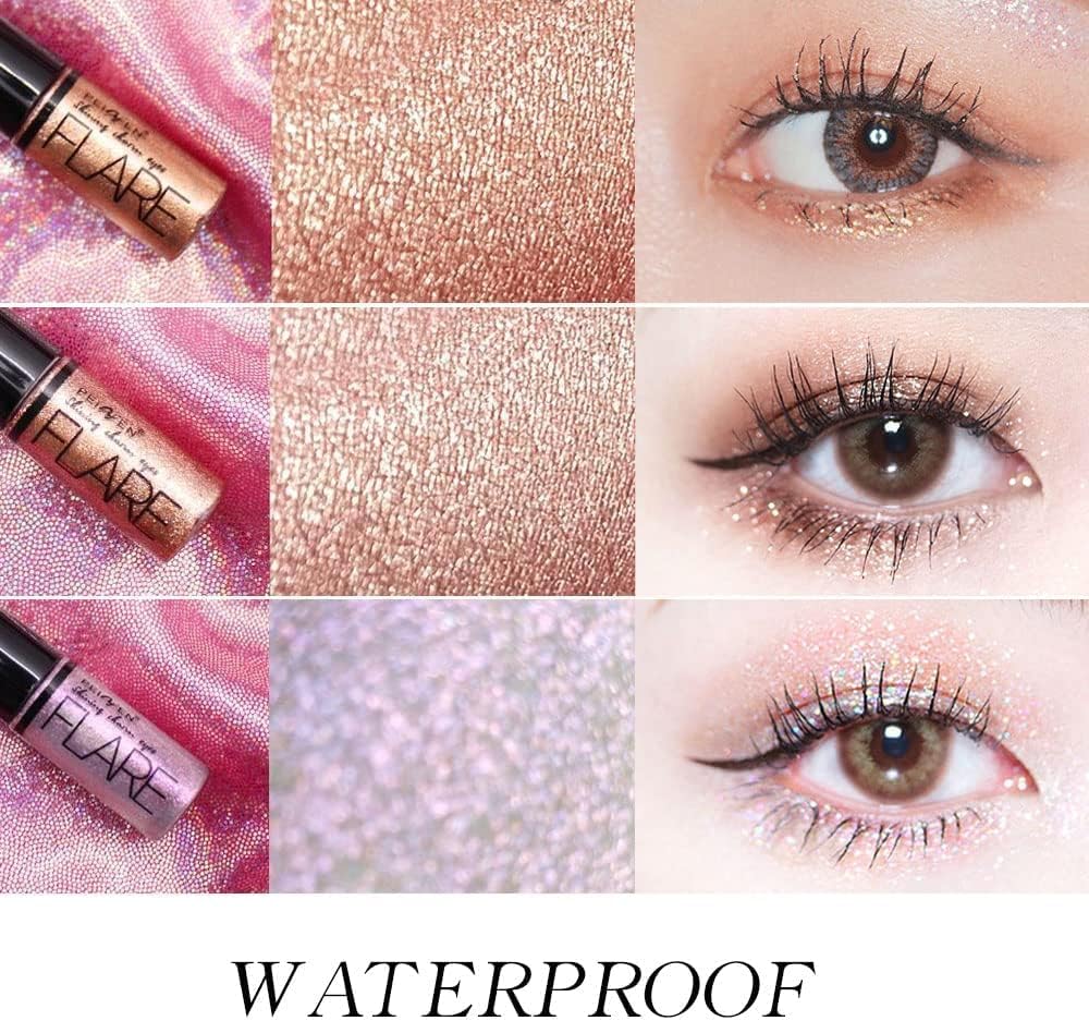 71xRemsm6L._AC_SL1000_.jpg مجموعة ظلال عيون سائلة لامعة مقاومة للماء مكونة من 10 قطع، مجموعة اقلام تحديد عيون ذهبية تدوم طويلا، مكياج ظلال عيون لامع للعيون، سومبرا دي بارا اوجوس - الصورة 4