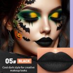 احمر شفاه غير لامع من 6 الوان، ملمع شفاه قوطي مقاوم للماء، احمر شفاه مخملي بلون اخضر وارجواني واحمر للحفلات التنكرية والازياء التنكرية ومكياج الهالوين - الصورة 5